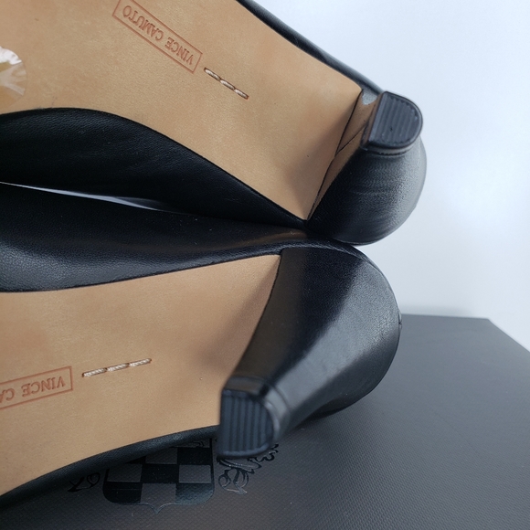 Vince Camuto Amber Black Leather Peep Toe Back Zip High Heel Boots Sz 6M. - Picture 8 of 10